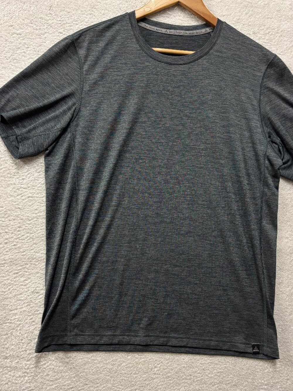 Prana Prospect Heights Crew Neck Tee Mens Large Charcoal Grey Heather Gorpcore